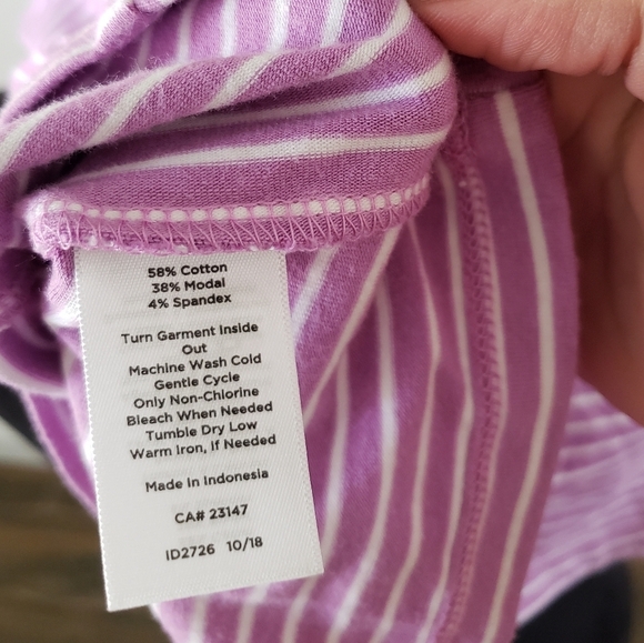 Women's Talbots Purple/White Striped Boatneck Top - Picture 7 of 7